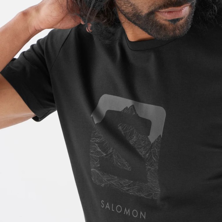 Camiseta Salomon Outlife Logo Curta Sleeve Masculino Pretas | PT H18203